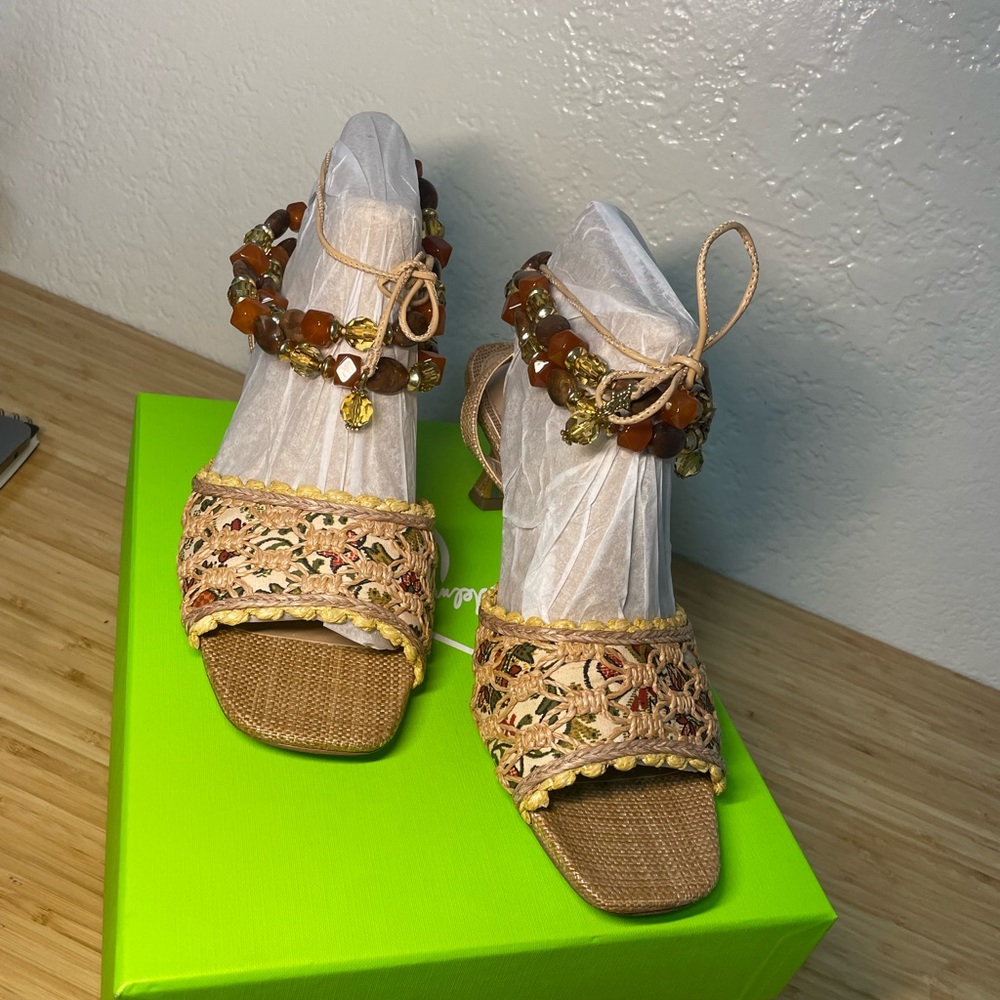 Sam Edelman Pamala BeadedHeeled Sandals in Dark Natural - Picture 4 of 7